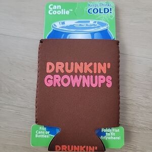 Drunkin' Grownups Dunkin Donuts brown pink orange Can Bottle Koozie Brand New
